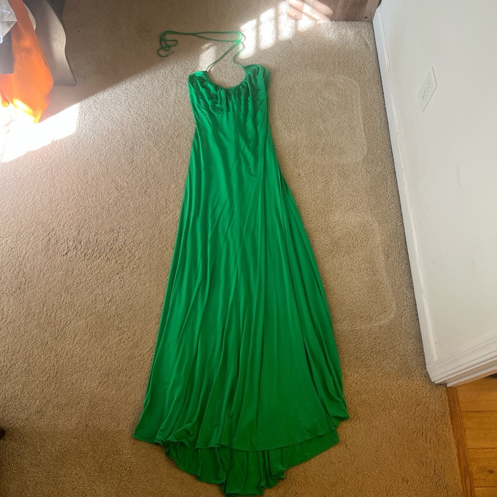 Halston Heritage Vibrant Green Halter Maxi Dress - Picture 3 of 7